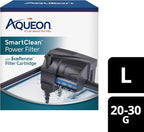 Aqueon SmartClean Power Filter with EcoRenew Filter Cartridge, Quick and Easy Water Changes, Quiet Operation, Adjustable Flow, for 20-30 Gallon Freshwater and Saltwater Aquariums, Large
