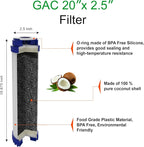 Standard Whole House Coconut Shell Granular Activated Carbon Water Filter 20” x 2.5” Fits 20” x 2.5” Housings. Remove Chlorine and Bad Odor. Compatible with EP-20, HX-CB-25-2010, F3WCB32 Pack of 2