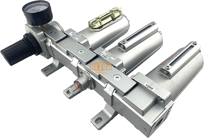 1/2" NPT HEAVY DUTY Industrial Grade 4 Stages Filter Coalescing Desiccant Dryer Regulator System For Compressed Air Lines, Metal Bowls, Great For Paint Spray And Plasma Cutter (MANUAL DRAIN)
