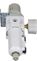 PneumaticPlus SAW300-N03BG-MEP Compressed Air Filter Regulator Piggyback Combo 3/8" NPT - Metal Bowl, Manual Drain, Bracket, Gauge