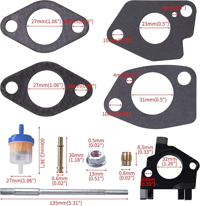 Air Filter Adapter Jet Kit for Predator 301cc 420cc 11hp 13hp 15hp GX340 GX390 389cc Stage 1 Mini Bike Parts Go Kart Golf Cart Lawnmower Water Pump Pressure Washer Generator OHV Engine (Blue)