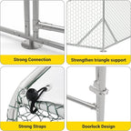 9.8X6.5x6.5FT, Large Walk in Chicken Run Pen Cage, Metal Coop Clearance with Double Door, Chicken Runs for Yard with Cover, Outdoor Cages for Chickens and Range Poultry, Large Chicken Coops