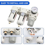 3/8"-Air-Dryer-for-Compressor - Double Air Filters Drying-System, Semi-Auto Drain Pressure Regulator Combo