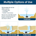 AquaMiracle All-in-One Koi Pond Filters for Outdoor Ponds 350-500 Gal, Pond Fountain Pump with 3 Spray Patterns, Fountain Kit with 550GPH Water Pump for Garden, Water Feature, Bird Baths