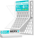 14x24x1 Refillable Air Filter Kit, MERV 8, 1 Reusable Foldable Frame ＆ 6 Refills, Fits Most AC HVAC Furnace Devices, Actual Size 13.75x23.75x0.75in