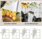 Retro Farmhouse Floral Swag Valances for Windows, Yellow Sunflowers Cows Butterfly Wood Rod Pocket Kitchen Curtains Valance, Small Window Curtains Swag for Cafe Living Room, 2 Panels, 28x36 inch