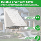 6 Inch Hooded Wall Vent with Mesh&Damper,6''Exhaust Vent Cover,6in Dryer Vent Cover Outside Metal Wall Exhaust Vent Cap Hood for Outdoor Kitchen Range Hood/Bathroom Exhaust Duct-Galvanized Steel,White