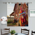 Farm Rooster Living Room Curtains 84 Inch Length, Window Curtains Tab Top, Farmhouse Barn Funny Animals Butterfly Light Filtering Window Treatments Drapes 42"x84" 2 Panel