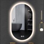Irregular Bathroom Mirror with 3 Colour LED Light, Wall Mounted Makeup Mirror with Touch Switch and Demister Pad, Energy-Saving LED Smart Mirrors, Dimmable(A,23.6 * 47.2in/60 * 120cm)