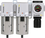PneumaticPlus PPC4C-N04G StageAir Drying System- Air Particulate 5 Micron Filter, 0.3 Micron Coalescing Filter & Air Pressure Regulator Combo 1/2" NPT,Poly Bowl-Guard, Manual Drain,Embedded Gauge