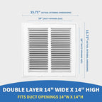 14x14 Return Air Grille [Duct Opening Size],Return Air Vent Cover for Wall Or Ceiling,Steel Return Air Filter Grilles Removable Face/Door for 1 Inch Filters (14"W x 14"H [Duct Opening])