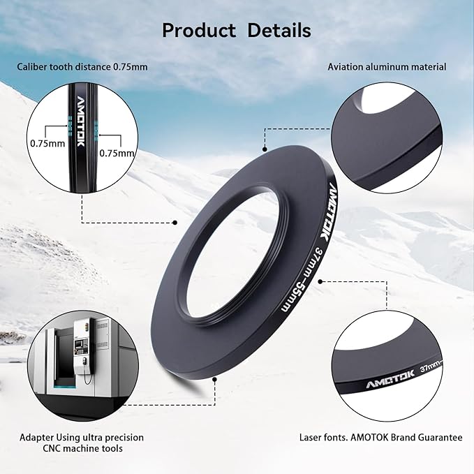37mm Lens to 55mm Camera Lens Adapter,37mm to 55mm Filter Step up Ring Adapter Ring,Compatible All 55mm Filter Accessory