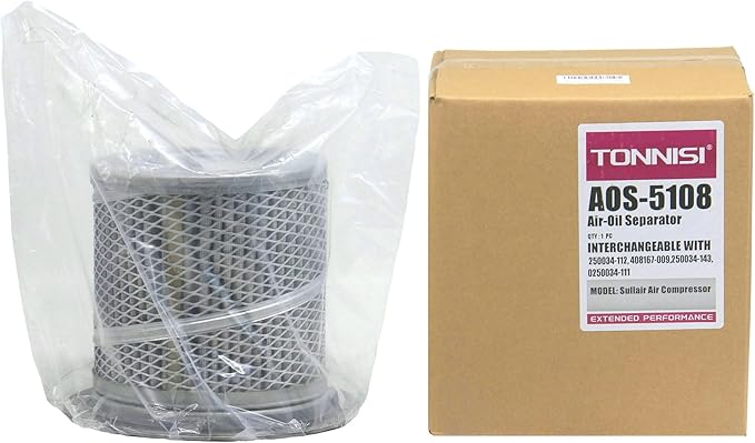 250034-112 Air Oil Separator Element Filter Replaces 250034112, 250034-143, 250034143, 408167-009, 408167009, Compatible with Sullair Air Compressor 10B-25 and LS10 Series (Pack of 1)
