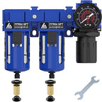 1/2" NPT Air Dryer System,Air Compressor Filter Dryer,5 and 5 Micron Filter Cartridge,Semi-Auto Drain, Metal Bracket-Blue