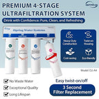 iSpring CU-A4 0.01μm Ultra-Filtration Under Sink Water Filter System, Tankless 4-Stage High Capacity, Remove 99.99% Contaminants, Quick Filter Change with Brushed Nickel Faucet, White