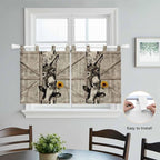 Funny Farm Animals Kitchen Curtains 24 Inch Length, Small Window Curtains Tab Top, Vintage Barn Brown Sunflowers Light Filtering Short Window Treatments Tier Drapes 27.5"x24" 2 Panel