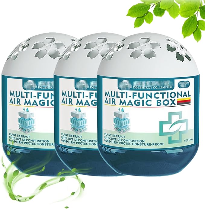Air Magic Box, Indoor Air Purification Dust Removal Magic Box, Requires No Electricity, Silent Automatic Vacuuming, Long Lasting Fresh Air Gel 4.23 Oz for Any Corner (3PCS)