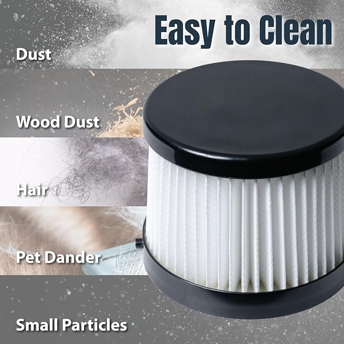 POWERTEC DCV5011H HEPA Filters for DeWalt DCV501HB 20V Cordless Handheld Vacuum 2 Pack, Cartridge Filter for DeWalt Vacuums (75122-P2)