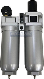 SUPER HEAVY DUTY HIGH FLOW AIR FILTRATION SYSTEM, 2 STAGE PARTICULATE FILTER PLUS OIL REMOVING COALESCING FILTER COMBINATION (1/2" NPT, MANUAL DRAIN)