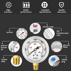 0-6000 Psi Glycerin Liquid Filled Hydraulic High Pressure Gauge, 2.5" Dial Size, 1/4" NPT Lower Mount, 304 Stainless Steel Case, for Water Oil Air Gas Pressure Test