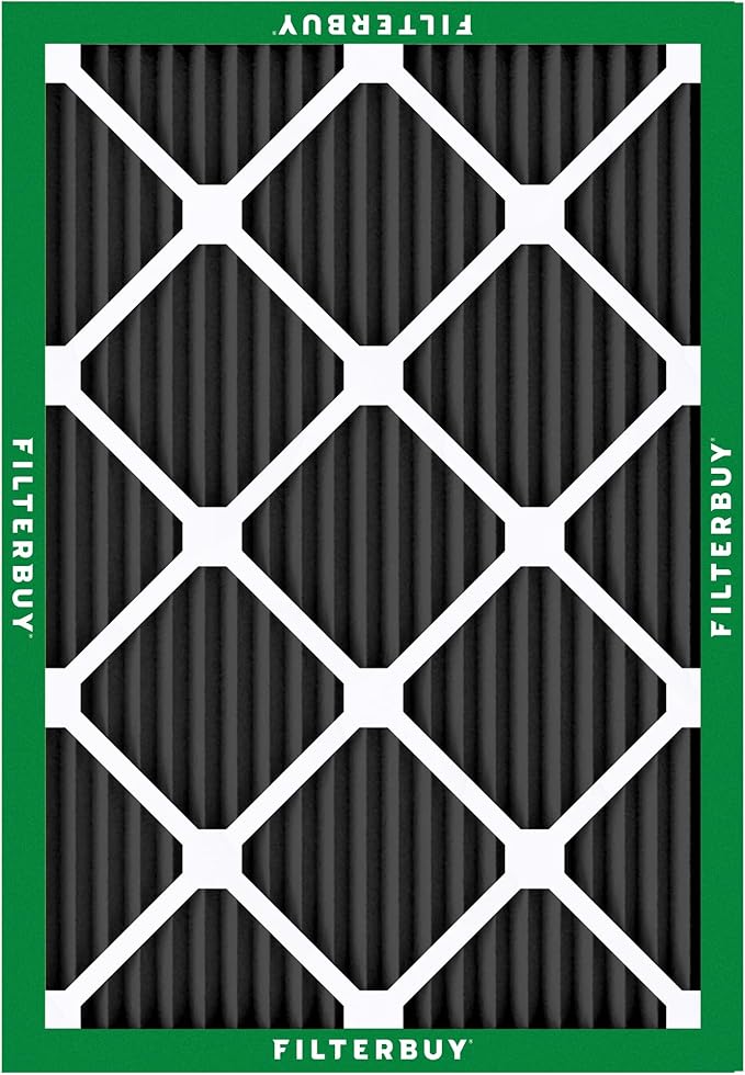 Filterbuy 16x18x1 Air Filter MERV 10 Odor & Allergy Defense with Activated Carbon (4-Pack), Electrostatic Pleated HVAC AC Furnace Filters Replacement, Made in USA (Actual Size: 15.50 x 17.50 x 0.75)