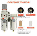 RIH Air Dryer System - 1/2" NPT Double Air Filters-5 Micron Particulate Filter& Air Pressure Regulator - Gauge(0-150 psi), Semi-Auto Drain, Poly Bowl,Bracket - 3 in 1 Two Unit (1/2" NPT)