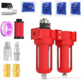 1/4" NPT Aluminium Air Drying System, Coalescing Filter, Desiccant Dryer and Air Regulator, Manual Drain, with 150 PSI Gauge and Valve Shut Off Switch for Plasma Cutter and Paint Spray