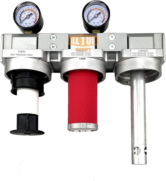 3/4" NPT SUPER DUTY Industrial Grade 3 Stages Filter Coalescing Desiccant Dryer System For Compressed Air Lines, Metal Bowls, Great For Paint Spray And Plasma Cutter (AUTO DRAIN)