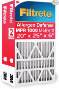 Filtrete 20x25x6 AC Furnace Air Filter, MERV 11, MPR 1000, Fits AprilAire Space-Gard, Micro Allergen Defense, Electrostatic Air Cleaning Filter, 2-Pack (Actual Size 19.50 x 24.50 x 5.75 in)