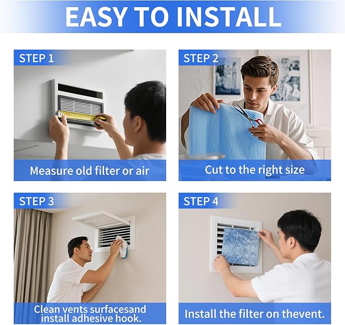 Custom Size Air Vent Filters,20''x140''x1'' Cut to Fit Air Filter Material with MERV 8 Rating & Adhesive Tape, for Home Floor, Grilles, Ceiling, HVAC Furnace Vents