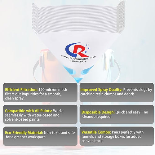 100 Pack of Paint Strainers, Paint Filter Strainer Paper Cone - 190 Micron