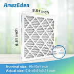 10x10x1 AC Air Filter MERV 8 (6-Pack) MPR 600 FPR 5 HVAC Furnace Pleated Filters Dust Defense Air Filters Replacement (Exact Dimensions: 9.81x9.81x0.81 Inches)