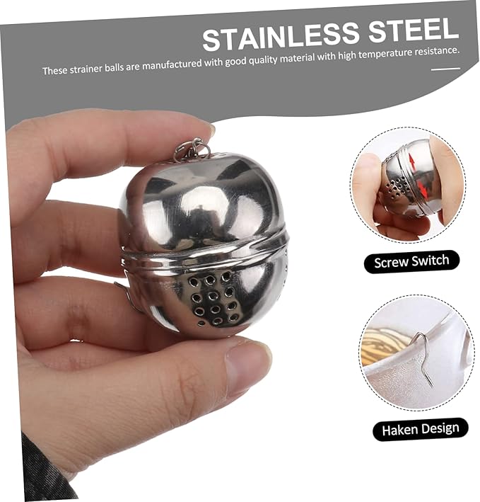 STOBAZA 5pcs Stainless Steel Tea Strainer Seasoning Ball Box Hanging Chain Easy Extraction Filter for Tea Soup Chinese Medicine