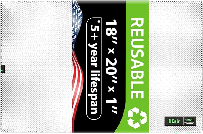 Reair 18x20x1 Extra Replacement Filter without Frame, Washable and Reusable Air Filter 18x20x1 for AC HVAC Furnace, MERV 8 Air Filters Machine Washable, AC Furnace Air Filter without Frame