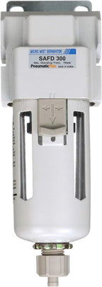 PneumaticPlus SAFD300-N03B Compressed Air Coalescing Filter, 0.01 Micron 3/8" NPT - Poly Bowl, Manual Drain, Bracket