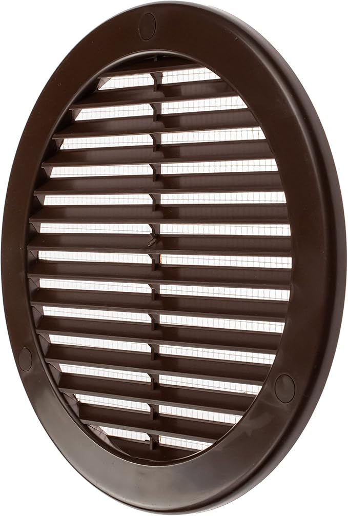 Vent Systems 6" Inch (Opening Dimensions) - Pack of 5 - Brown Soffit Vent Cover - Plastic Round Air Vent Grille - Built-in Mesh Screen - HVAC Register Louver for Bathroom, Home, Kitchen