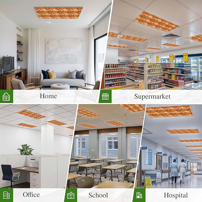 Tropical Plant Cactus Fluorescent Light Covers 2 Pack Western Cowboy Horse Sunset Deserts Orange Magnetic Fluorescent Ceiling Lights Filters for Office Classroom Home Drop Ceiling 4x2 Feet