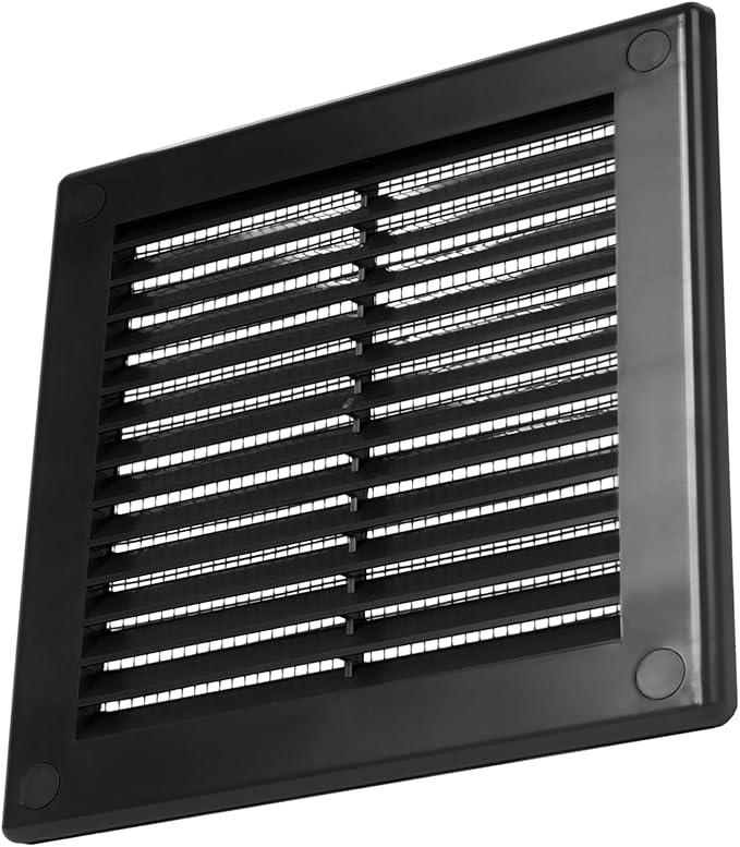 Vent Systems 4.5" x 4.5" Inch (Opening Dimensions) - Pack of 5 - Plastic Black Soffit Vent Cover - Flat Square Air Vent Grille - Air Vent Deflector - HVAC 5.9" x 5.9" Inch (Overall Dimensions)