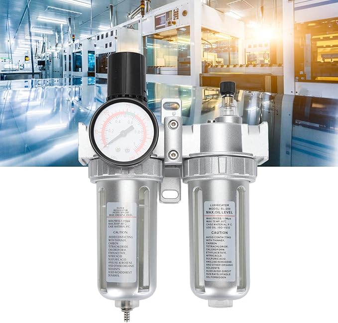 Compressed Air Line Filter, Aluminum Alloy Filter Back Fastening Design 5-60℃ Operating Temperature Range Oil Trap Separator for Teaching Laboratory
