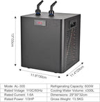 Water Chiller for Cold Plunge 79 Gal, 1/3 HP Aquarium Chiller, Cooling System with Quiet Pump and 3M Pipe for Fish Tank, Hydroponics, Freshwater Saltwater Fish, Coral, Shrimp, Jellyfish, 110V, 300ml