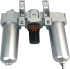 3/4" NPT HEAVY DUTY Compressed Air In Line Filter Regulator Lubricator Oiler Combo, Metal Bowl, 5 Micron Element, Adjustable From 7 to 215 PSI (MANUAL DRAIN)
