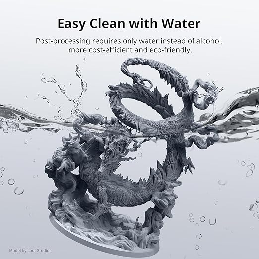 ANYCUBIC Upgraded Water Washable 3D Printer Resin 2.0, 405nm High Precision 3D Resin, Low Shrinkage Photopolymer Resin for 4K/8K/12K Capable LCD DLP Resin 3D Printer Printing (Grey, 1000g)