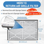 20x30x3 MERV 13 Pleated Air Filter, 2 Pack, Compatible with Zephyr VGF Series 20x30x3 Whole Home Return Air Grille Filter, Actual Size 18-3/8 28-3/8 3"