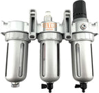 3/8" NPT Mid Flow Filter Regulator Coalescing Desiccant Dryer System For Compressed Air Lines, Poly Bowls, Great For Paint Spray And Plasma Cutter (MANUAL DRAIN)
