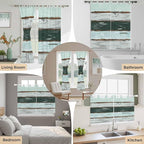 Blue Teal Kitchen Curtains 36 Inch Length, Small Window Curtains Tab Top, Vintage Wooden Retro Art Farmhouse Barns Light Filtering Short Window Treatments Tier Drapes 27.5"x36" 2 Panel