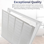 20"W x 20"H [Duct Opening Size] Steel Return Air Filter Grille - Removable Face/Door for 1 inch Filters -HVAC Vent Cover Grill - White [Outer Dimensions: 22 5/8"W X 22 5/8"H]