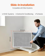 VEVOR 20x25x4 inch Electrostatic Air Filter, AC/HVAC Furnace Filter Washable & Reusable Aluminum, MERV 8 Long Lifetime, Home or Office (Actual Size: 19.37 x 24.37 x 3.58 in)
