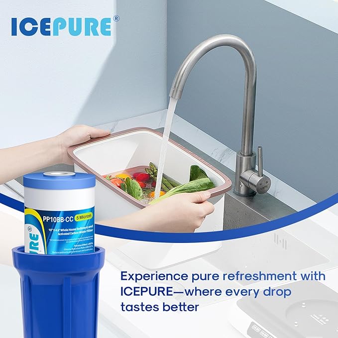 ICEPURE 5 Micron 10" x 4.5" Whole House Water Filter Compatible with GE FXHTC, GXWH40L, RFC-BBSA, W50PEHD, GXWH35F, GNWH38S, Dupont WFHD13001, R50-BB, Pack of 3