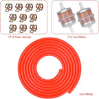 3/16 Fuel Line red 10 FT + 2Pcs Fuel Filter + 10Pcs Clamp for Honda Predator Mini Bike ATV Mowing Machine Snow Machine Small Engines GX160 GX120 GX100 GX200 GX390