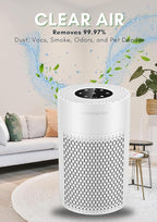 MEGAWISE Air Purifier EPI235A for Small Rooms | H13 True HEPA Filter | Removes Dust, Smoke, Pet Hair | Ideal for Home, Office, Bedroom